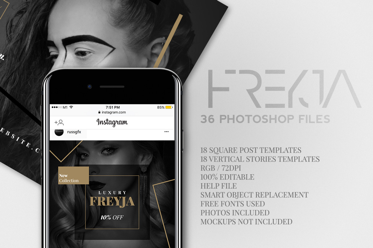 Freyja - Instagram Posts & Stories, a Social Media Template by RussGFX (Photo 4 of 4)