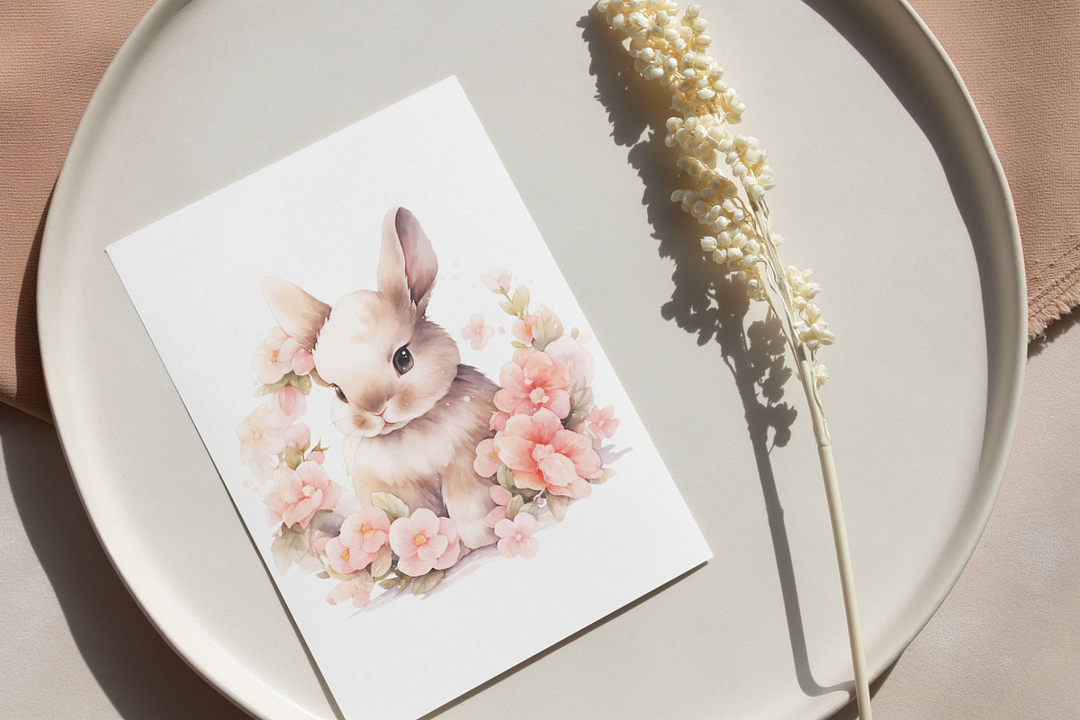 Floral easter bunny clipart, an Object Graphic by MyLittleMeow (Photo 2 of 7)