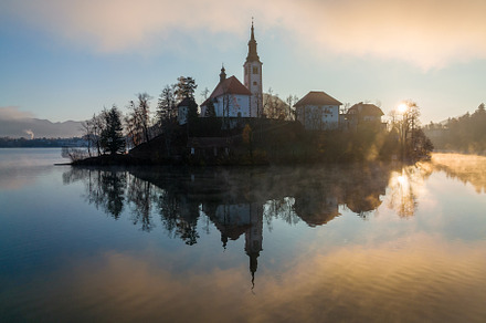 Lake Bled on an autumn morning, a Nature Photo by Dreamy Pixel