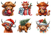 Christmas Highland Cow Clipart, an Illustration by SinaCreation (Thumbnail 4 of 7)
