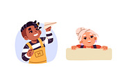 Happy kids peeking, looking out set, an Illustration by PaperTrident (Thumbnail 5 of 7)