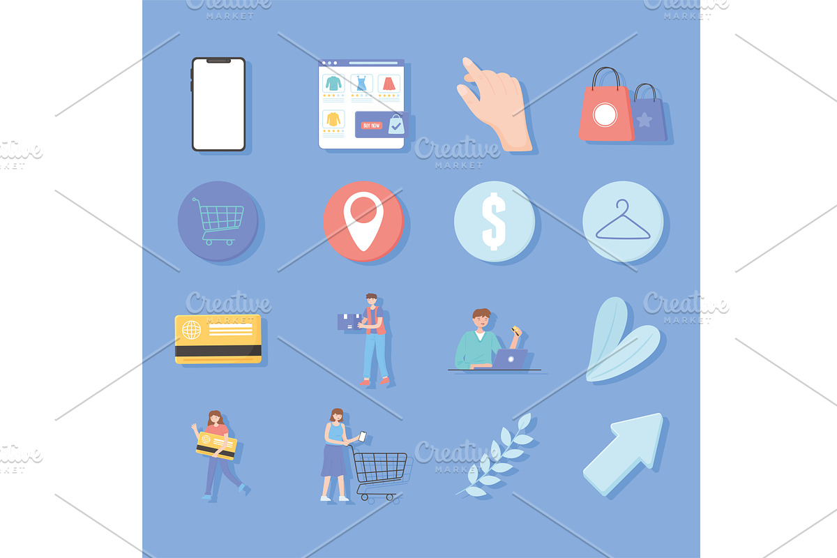 ecommerce shopping set, a Finance Illustration by studiogstock