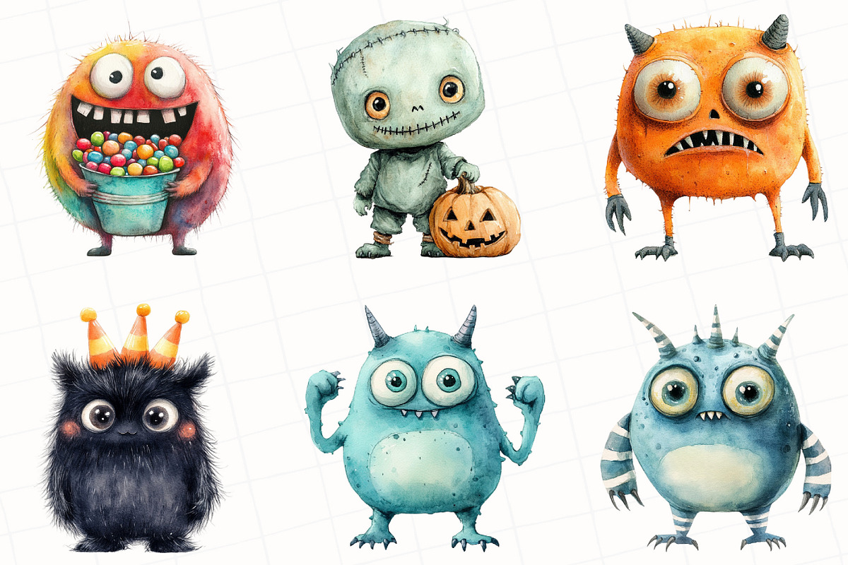 Halloween Monsters Clipart, an Illustration by OK Design (Photo 3 of 5)