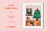 Cute Christmas vector clipart, a Decorative Illustration by viktoriiavk (Thumbnail 2 of 7)