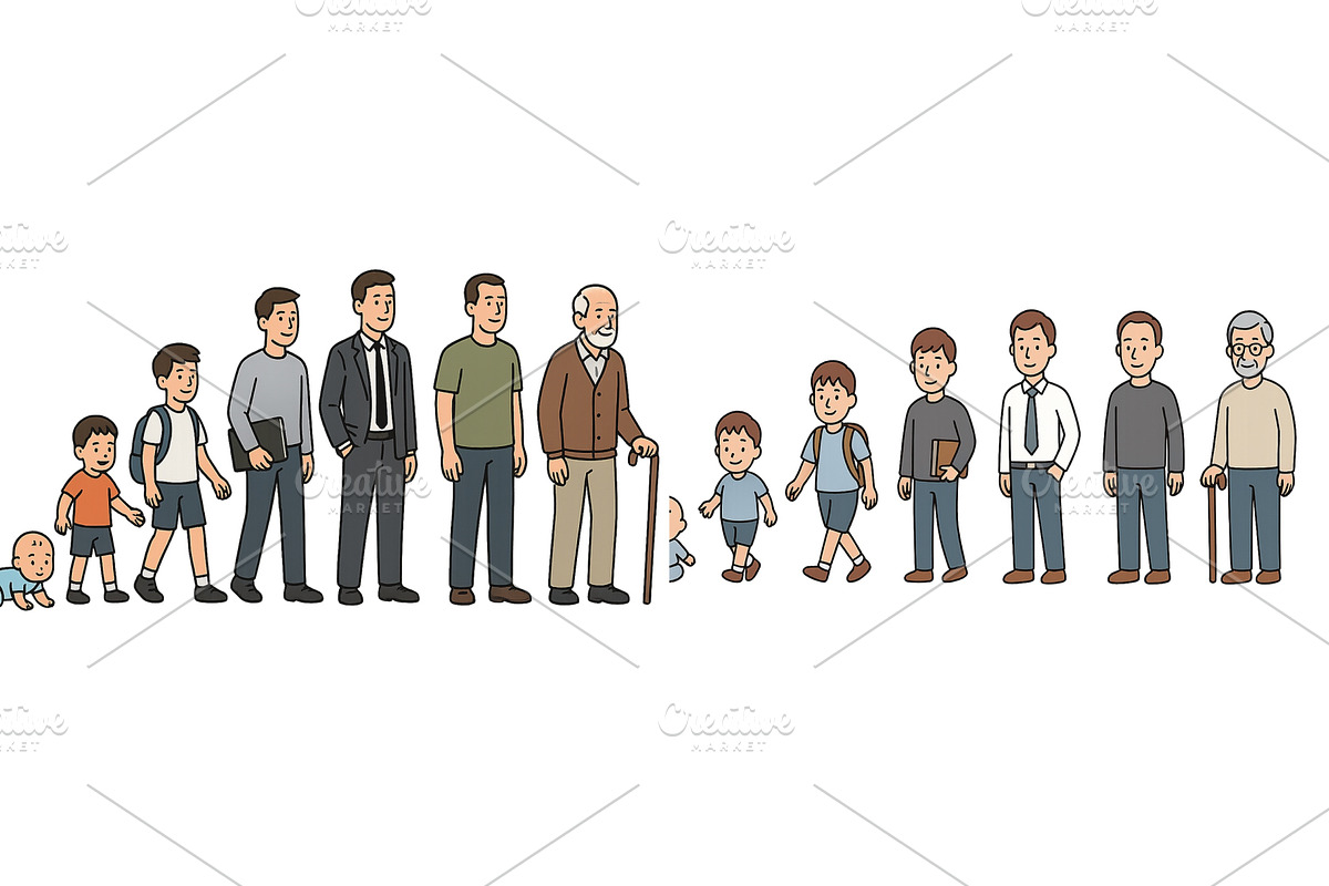 Journey through life stages depicted, an Object Illustration by ZinetroN