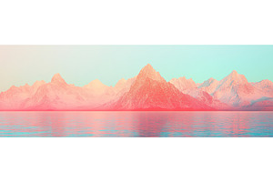 Vibrant colorful mountain range, an Illustration by Lermont51