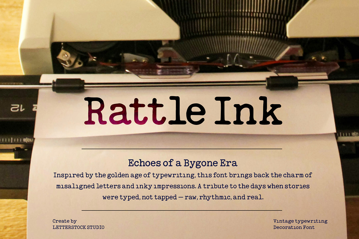 Rattle Ink — Vintage Typewriter Font, a Font by LetterStock (Photo 1 of 6)