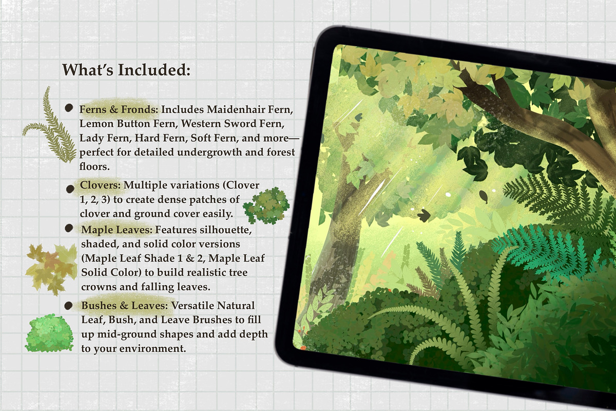 20 Leaf Brushes for Procreate, a Brush Add-On by badrusblue (Photo 5 of 5)