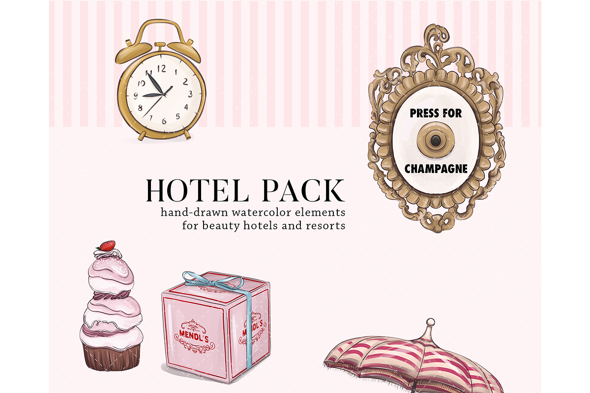 Hotel vacation luxury travel clipart, an Illustration by Milatoo (Photo 2 of 5)