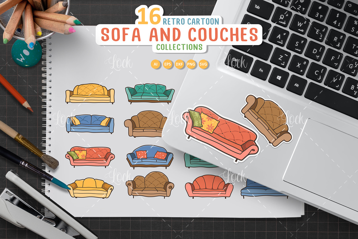 Set of sofa design, Comfortable sofa, a Graphic by Allmostudio (Photo 1 of 4)