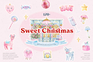 Sweet Christmas Watercolor Clipart