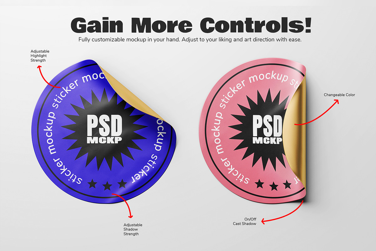 Round Sticker Label Mockup Set, a Merchandise Mockup by Remnand Studio (Photo 4 of 9)