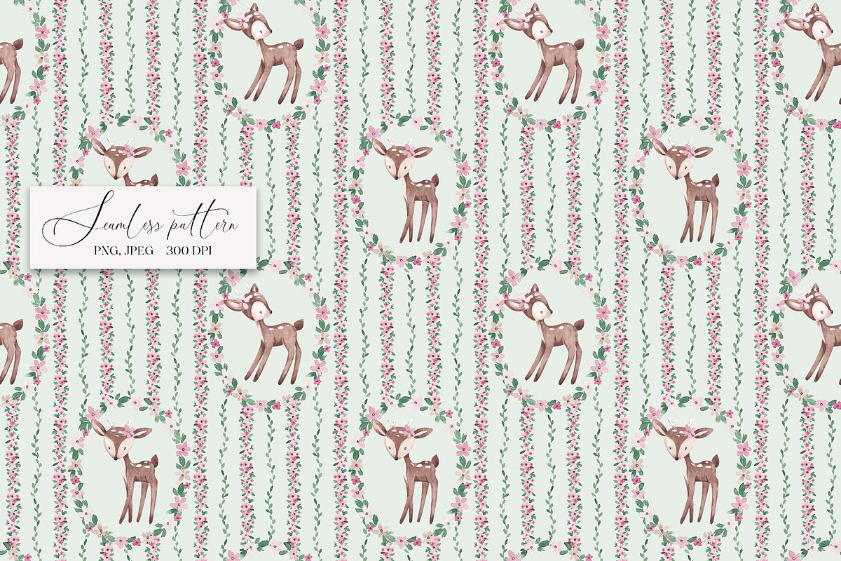 Cute Deers Card and Pattern, a Pattern Graphic by SirenaArt (Photo 5 of 13)