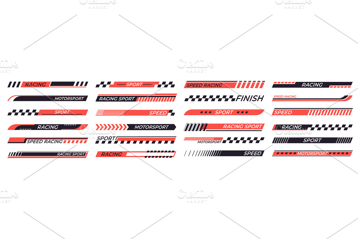 Racing stripes. Sport style stickers, a Transportation Illustration by LadadikArt