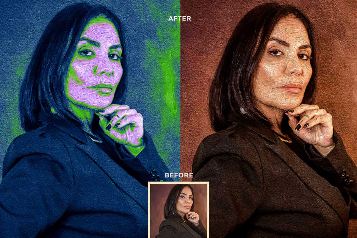Tritone Oil Painting Ps Action, an Action Add-On by Studio Retouch (Photo 5 of 13)