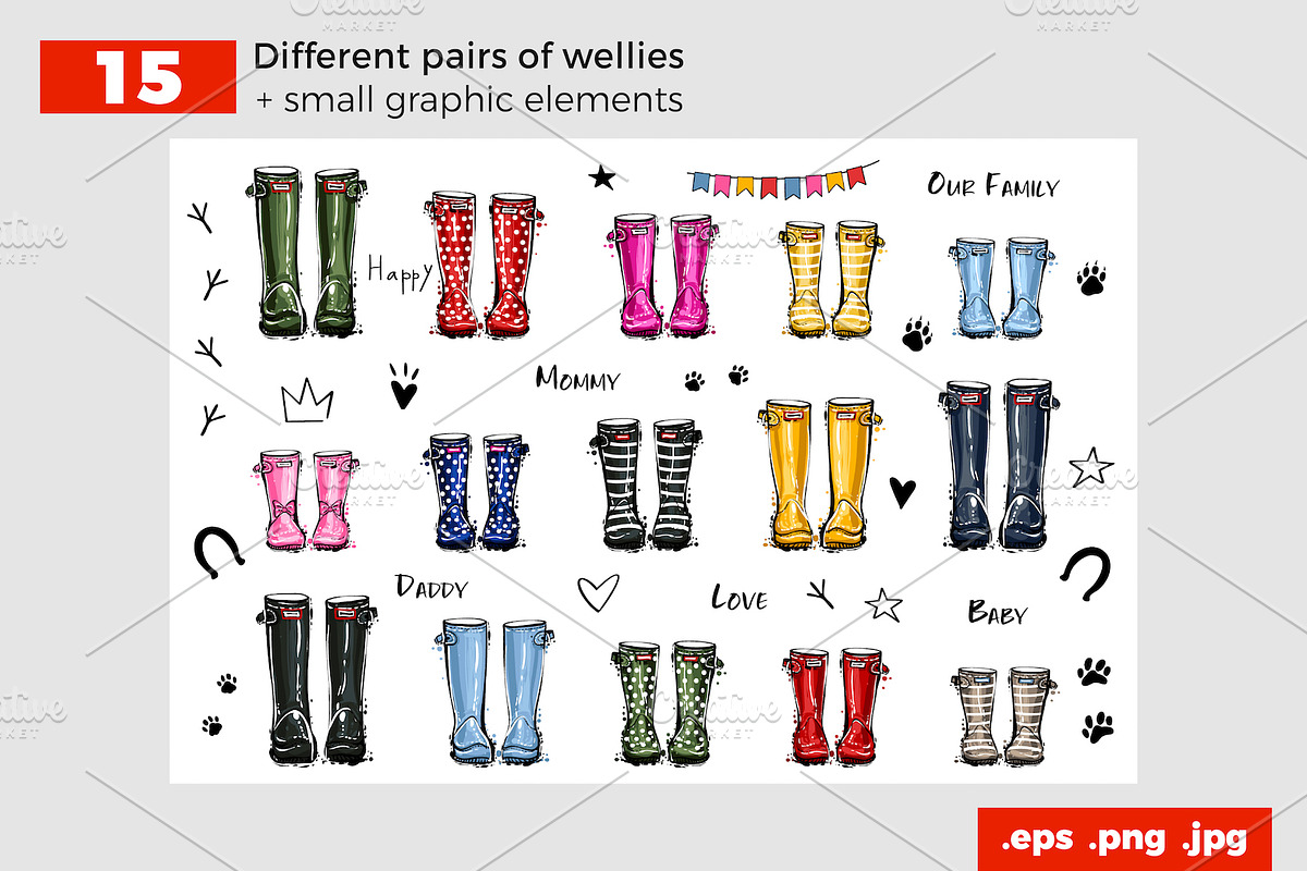 Family Wellie-Boots Collection, an Illustration by Sopelkin (Photo 2 of 7)