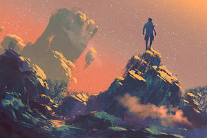 Sci-fi scene illustration
