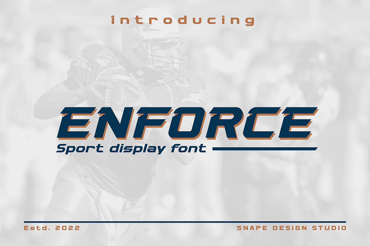 Enforce - Sport Font, a Sans Serif Font by Snape Design Studio (Photo 1 of 5)