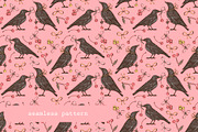 Cherry Crows. Seamless patterns, a Pattern Graphic by Kseniakrop (Thumbnail 4 of 6)