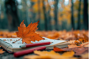 Autumn inspiration with notebook and, a School & Education Photo by Ylivdesign
