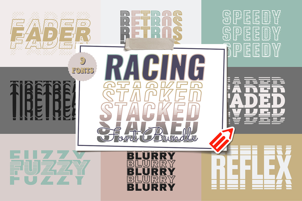 Racing Stacked Font Bundle, a Font by WADLEN (Photo 1 of 10)