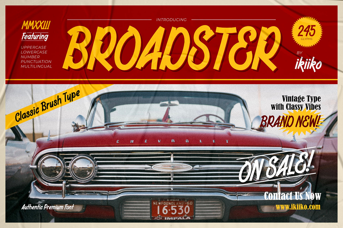 Broadster - Classic Brush Type, a Sans Serif Font by ikiiko (Photo 1 of 7)