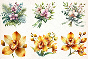 Watercolor Orchid Clipart, an Illustration by Libby Wishes (Thumbnail 3 of 7)