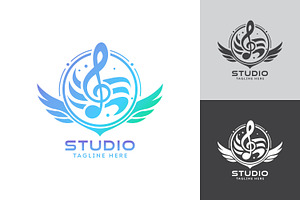 Music Studio Logo with Wings, a Branding & Logo Template by Saba Vector
