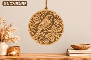 Bird Floral Ornament Laser Cut
