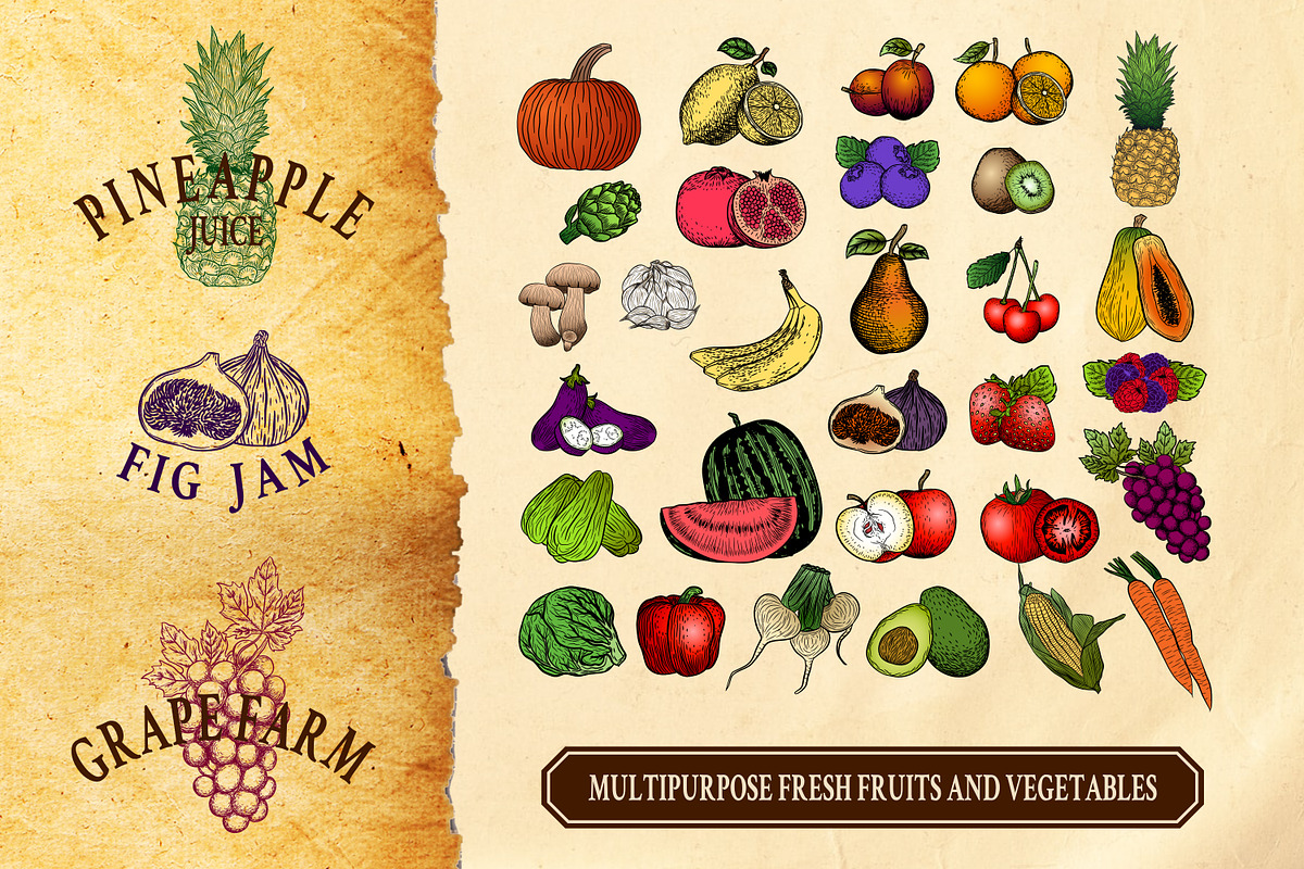 Hand-drawn Fruit and Vegetable Set, an Object Illustration by Riswan Ratta (Photo 8 of 8)
