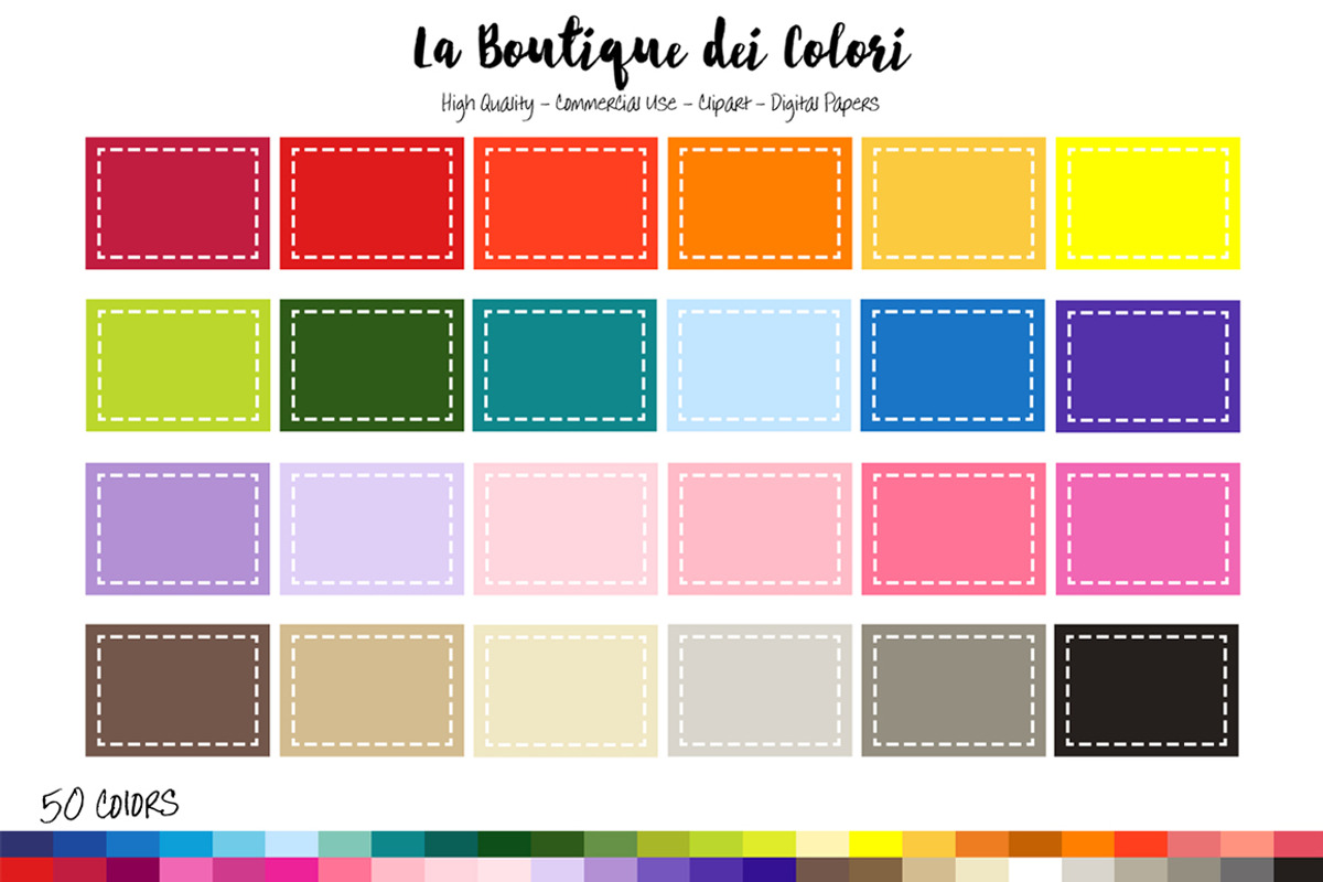 50 Stitched Rectangle Clipart, an Illustration by La Boutique dei Colori