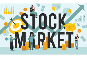 Stock market large word. Header, a Finance Illustration by YummyBuum