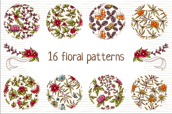 Set of floral patterns preview 4