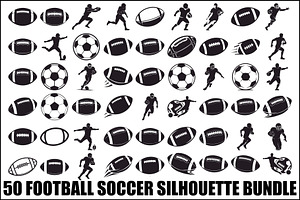 Football Soccer Silhouette Bundle, an Illustration by hafijul