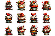 Whimsical Valentine Cupcake Clipart, an Illustration by Designking (Thumbnail 3 of 5)