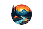 Sunset Adventure Camping Badge Set, an Object Graphic by Designs_River (Thumbnail 13 of 13)