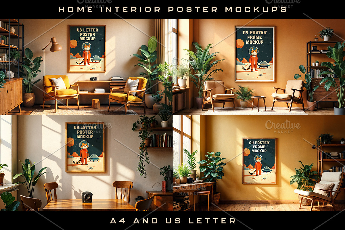 Home Interior Poster Mockups, a Books & Magazine Mockup by Black Cat Studio (Photo 1 of 2)