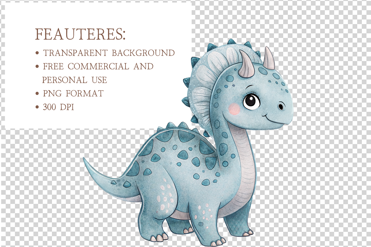 Adorable Dino PNG Set, an Illustration by MockupWizard (Photo 5 of 6)