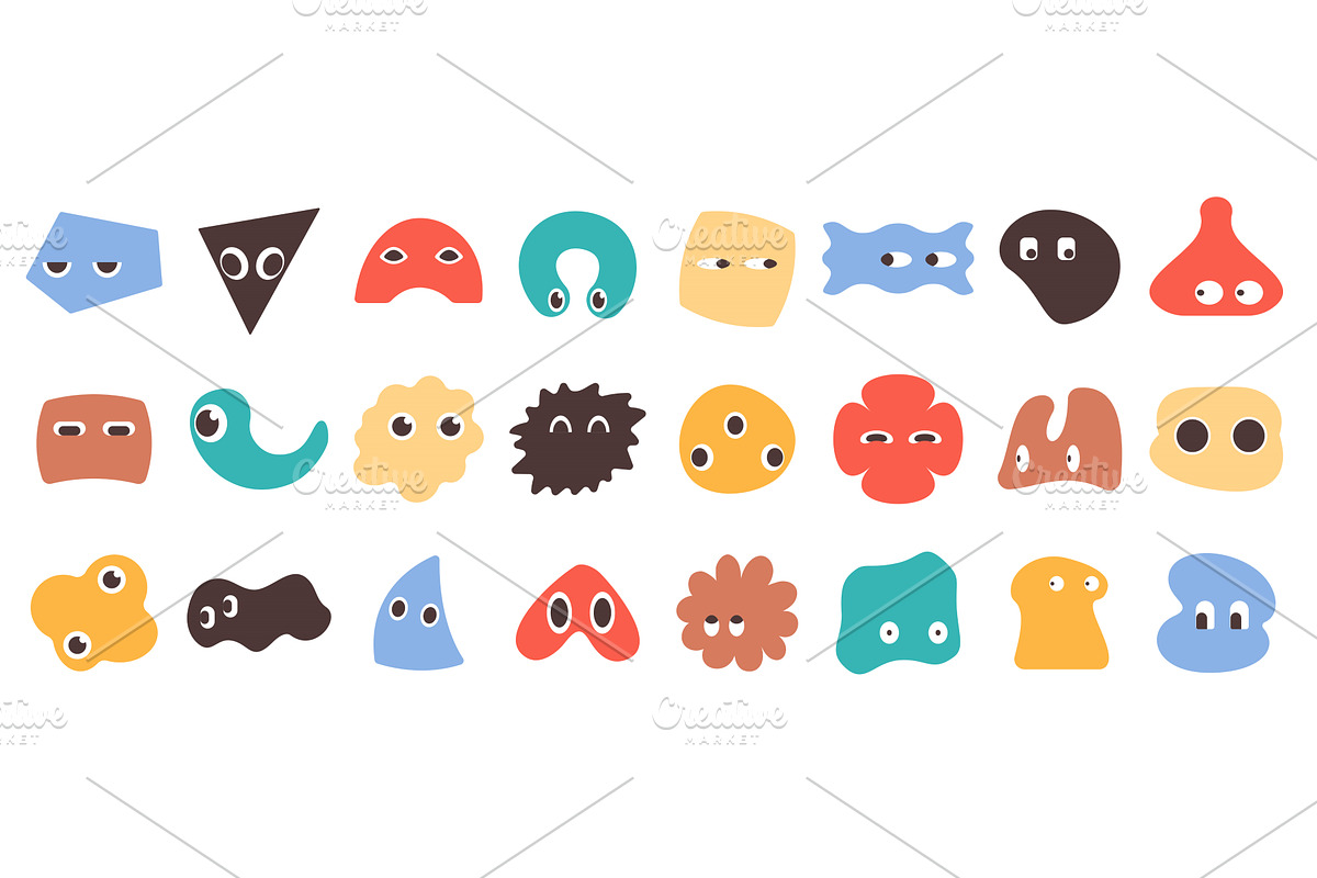 Colorful Doodle Shapes with Cute, an Illustration by Lemberg Vector