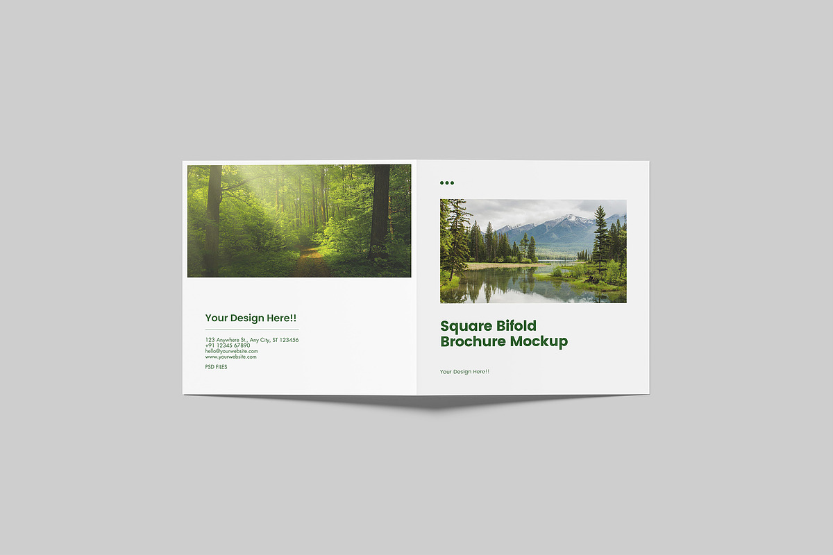 Square Bifold Brochure Mockup, a Books & Magazine Mockup by Graphiculon (Photo 3 of 11)