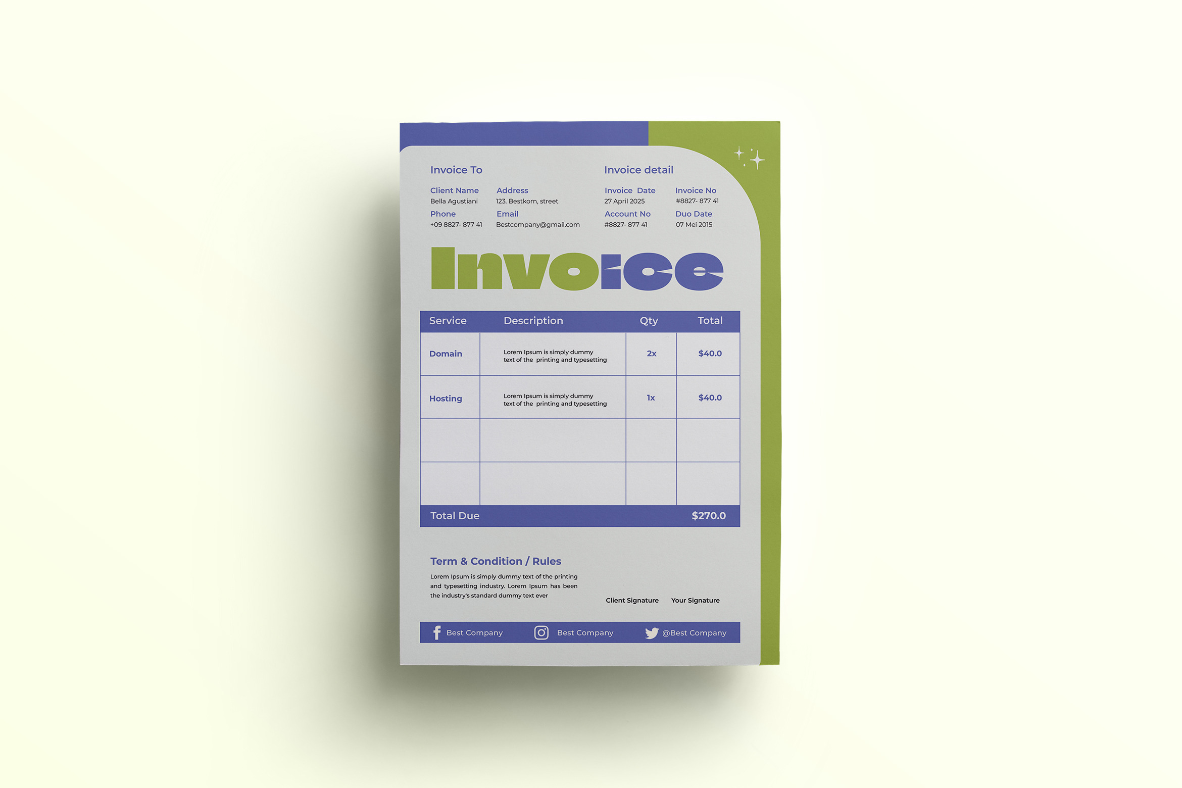 Invoice Template, a Stationery Template by Vibesteam