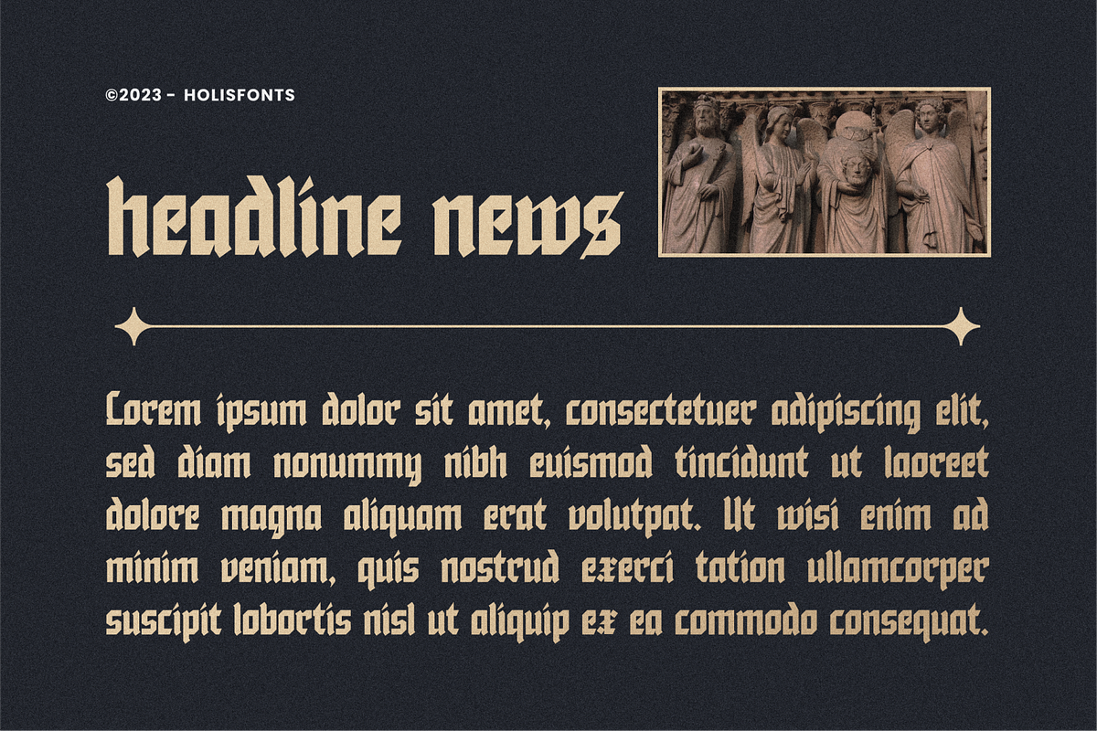 Aesteric Blackletter Gothic Font, a Blackletter Font by 24Design Studios (Photo 6 of 8)