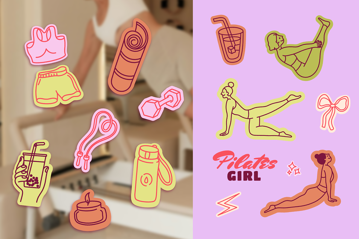 Fit girl era. Vector fitness doodles, an Object Graphic by venimo (Photo 5 of 13)