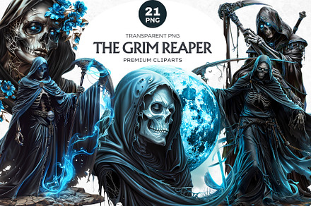 Halloween The grim reaper cliparts, a Seasonal Illustration by ThatsDesign Art