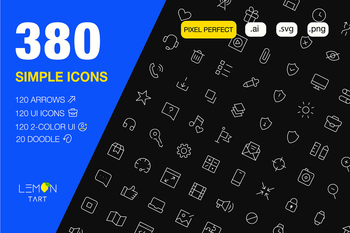 380 Pixel-Perfect Basic UI Vector Icon