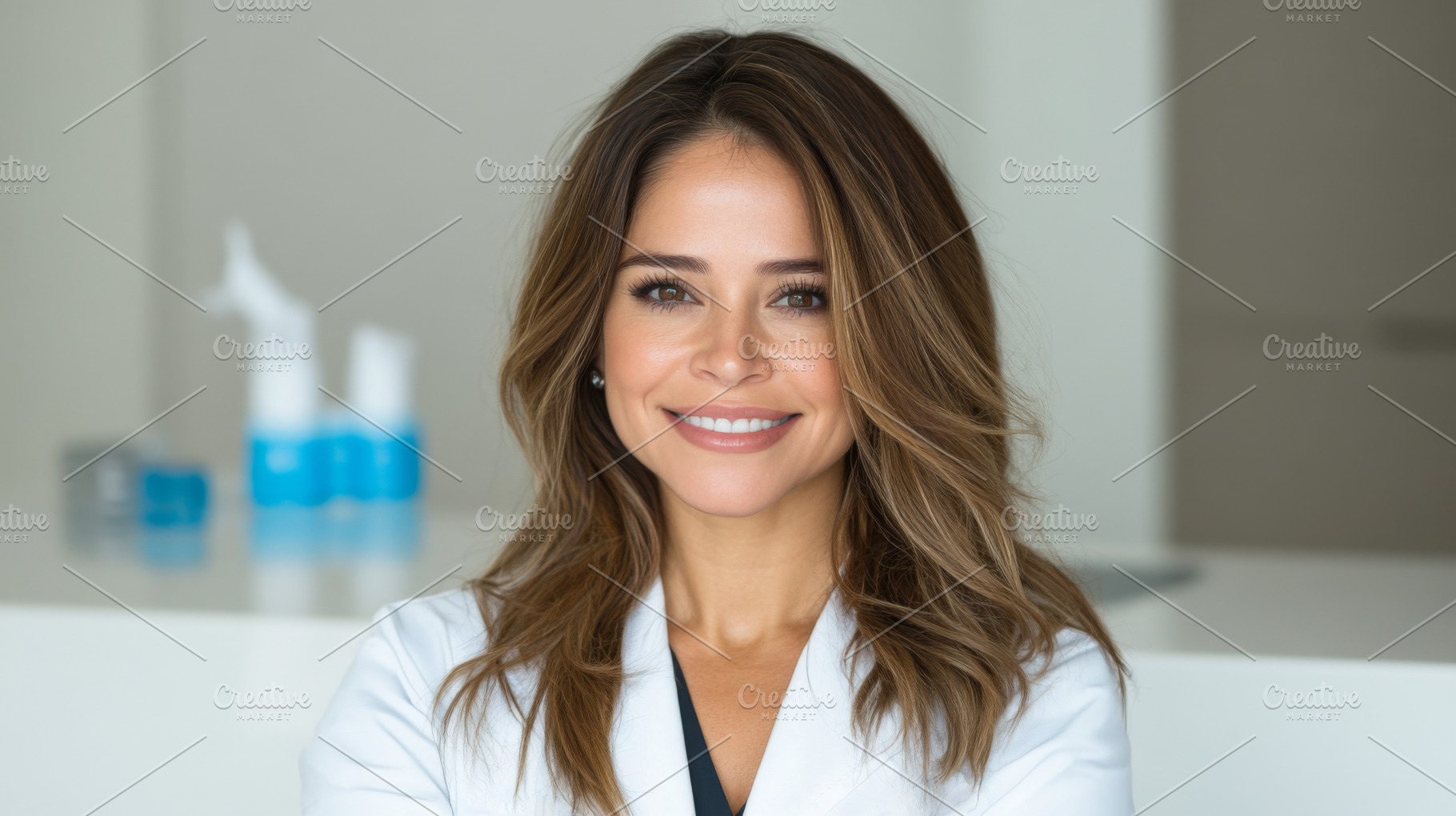 Latin female doctor in white coat sm, a Photo by Dvoevnore photos