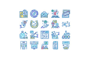 Lotto Gamble Game set Icons hand, an Object Illustration by pikepicture