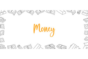 Money outline banner. Flying cash, a Finance Illustration by GraphiShop