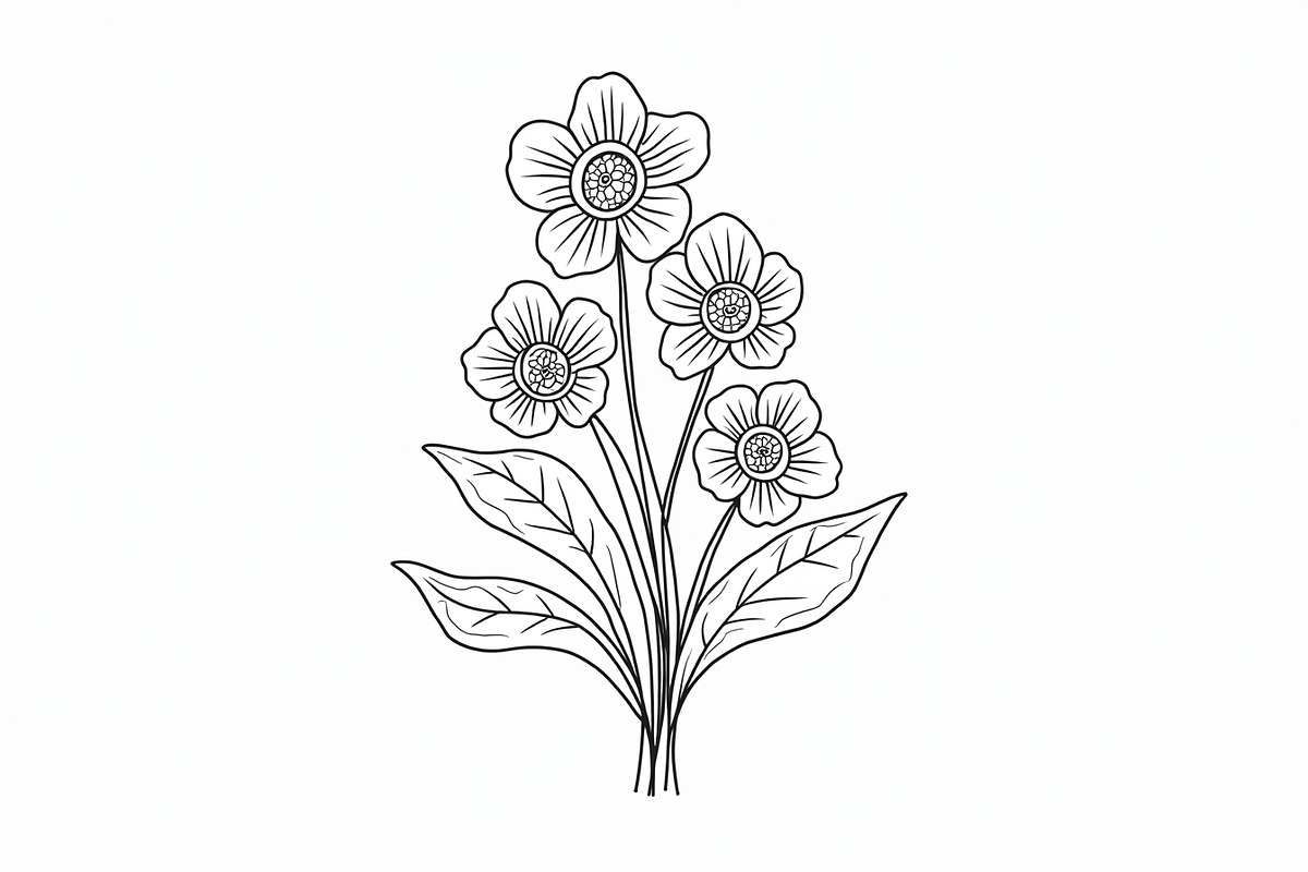 Flower Outline Art Printable bundle, an Illustration by yasushie (Photo 5 of 9)