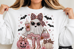 Cute Rhinestone Ghost PNG, a Seasonal Illustration by DreamCafeArt